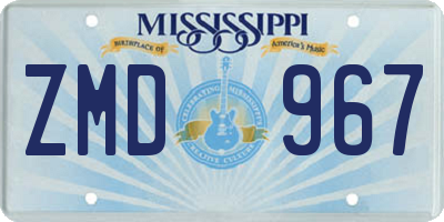 MS license plate ZMD967