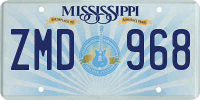 MS license plate ZMD968