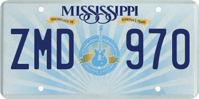 MS license plate ZMD970