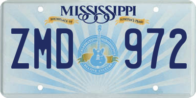 MS license plate ZMD972