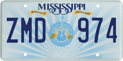 MS license plate ZMD974