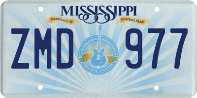 MS license plate ZMD977