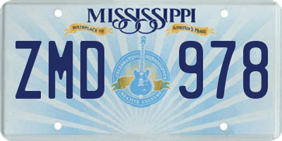 MS license plate ZMD978