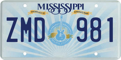 MS license plate ZMD981