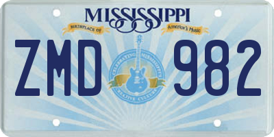 MS license plate ZMD982