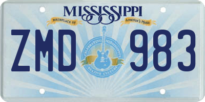 MS license plate ZMD983