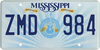 MS license plate ZMD984