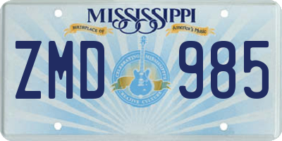 MS license plate ZMD985