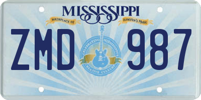 MS license plate ZMD987