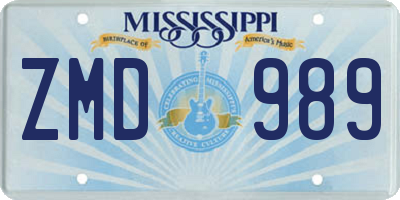 MS license plate ZMD989