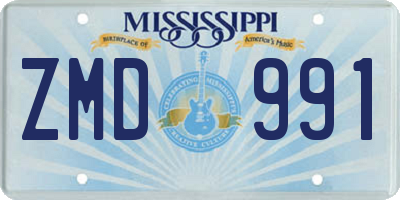MS license plate ZMD991