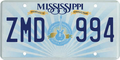 MS license plate ZMD994