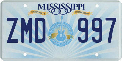 MS license plate ZMD997