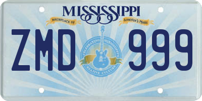 MS license plate ZMD999