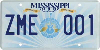 MS license plate ZME001