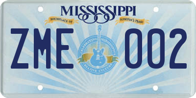 MS license plate ZME002
