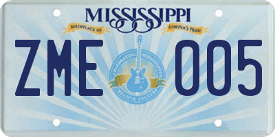 MS license plate ZME005