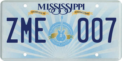 MS license plate ZME007