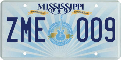 MS license plate ZME009