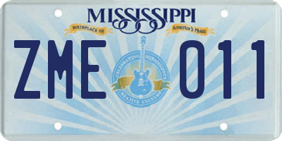 MS license plate ZME011