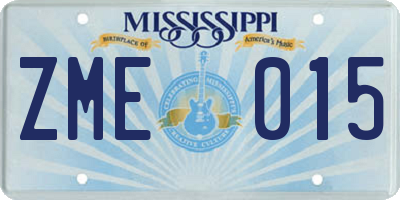 MS license plate ZME015