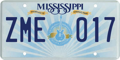 MS license plate ZME017