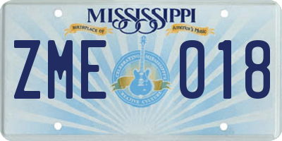 MS license plate ZME018