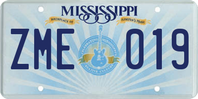 MS license plate ZME019