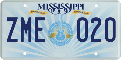 MS license plate ZME020