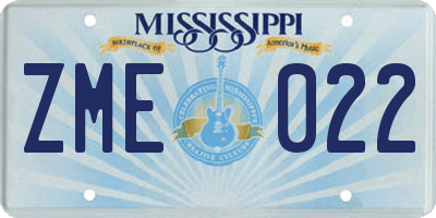 MS license plate ZME022