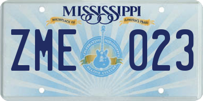MS license plate ZME023