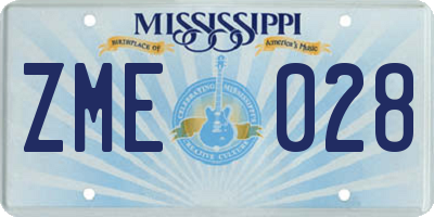 MS license plate ZME028