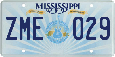 MS license plate ZME029