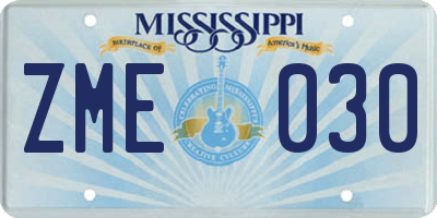 MS license plate ZME030