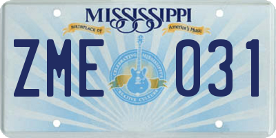 MS license plate ZME031