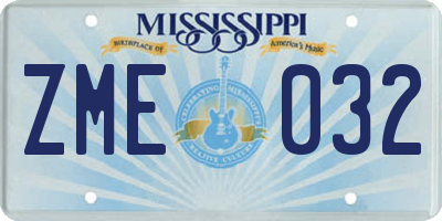 MS license plate ZME032
