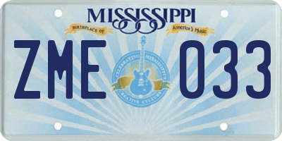 MS license plate ZME033