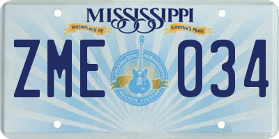 MS license plate ZME034