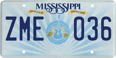 MS license plate ZME036