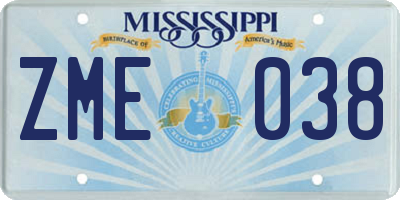 MS license plate ZME038