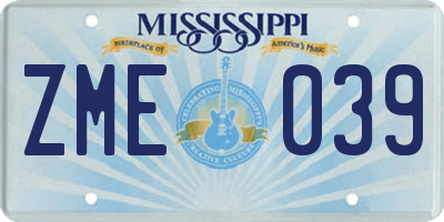 MS license plate ZME039