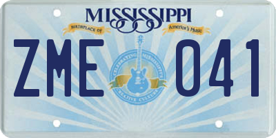 MS license plate ZME041