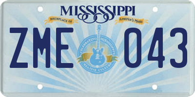 MS license plate ZME043