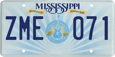 MS license plate ZME071