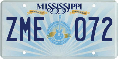 MS license plate ZME072