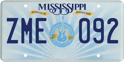 MS license plate ZME092