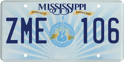 MS license plate ZME106