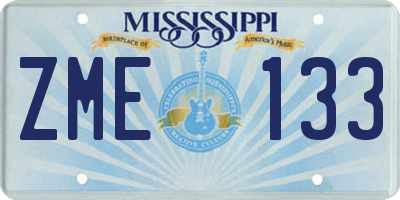 MS license plate ZME133