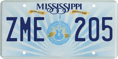 MS license plate ZME205