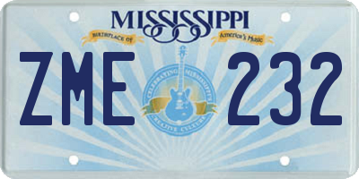 MS license plate ZME232
